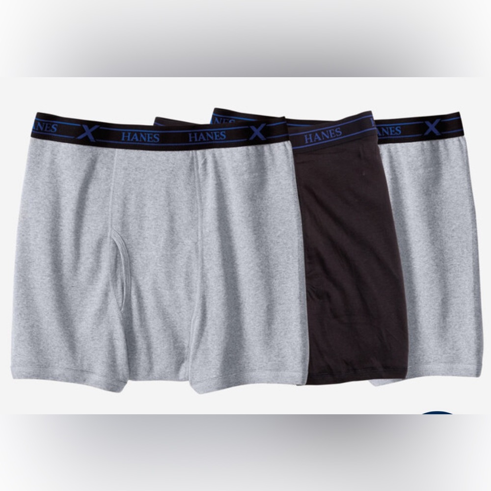 Hanes X-Temp Men’s Boxer Briefs 100% Cotton NWOT - 3 piece set 9XL.  2Grey/1 Blk